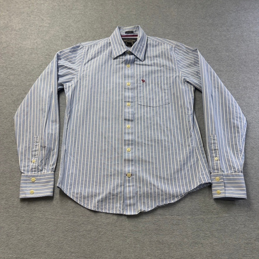 VTG Abercrombie & Fitch Shirt Mens Medium Blue Muscle Fit Striped Button Down